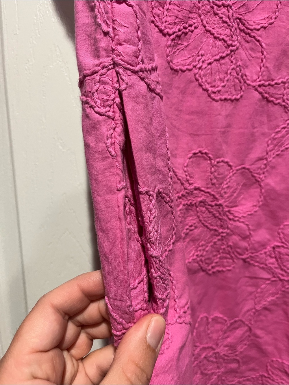 J. Crew Hot Pink Embroidered Puff-Sleeve Dress - Picture 7 of 7
